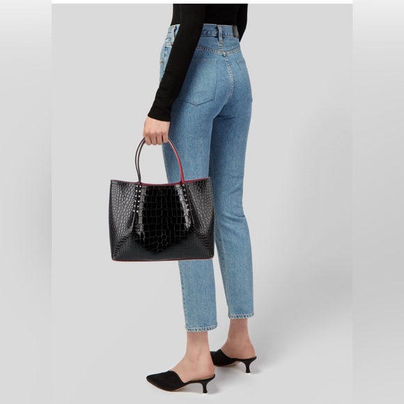 Christian Louboutin Cabarock Croc-effect glossed leather Tote handbag - Picture 4 of 14